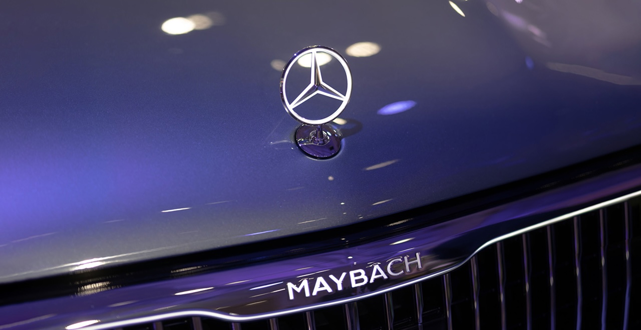 Mercedes star above a Maybach grille