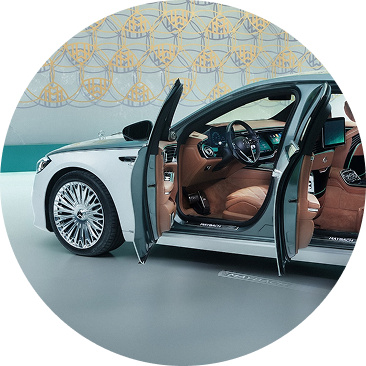 Mercedes-Maybach open doors revealing the tan interior