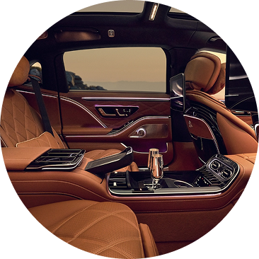 Mercedes-Maybach rear cabin with leather seating and centre console