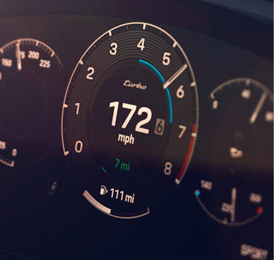 Porsche instrument typography and illuminated dial design